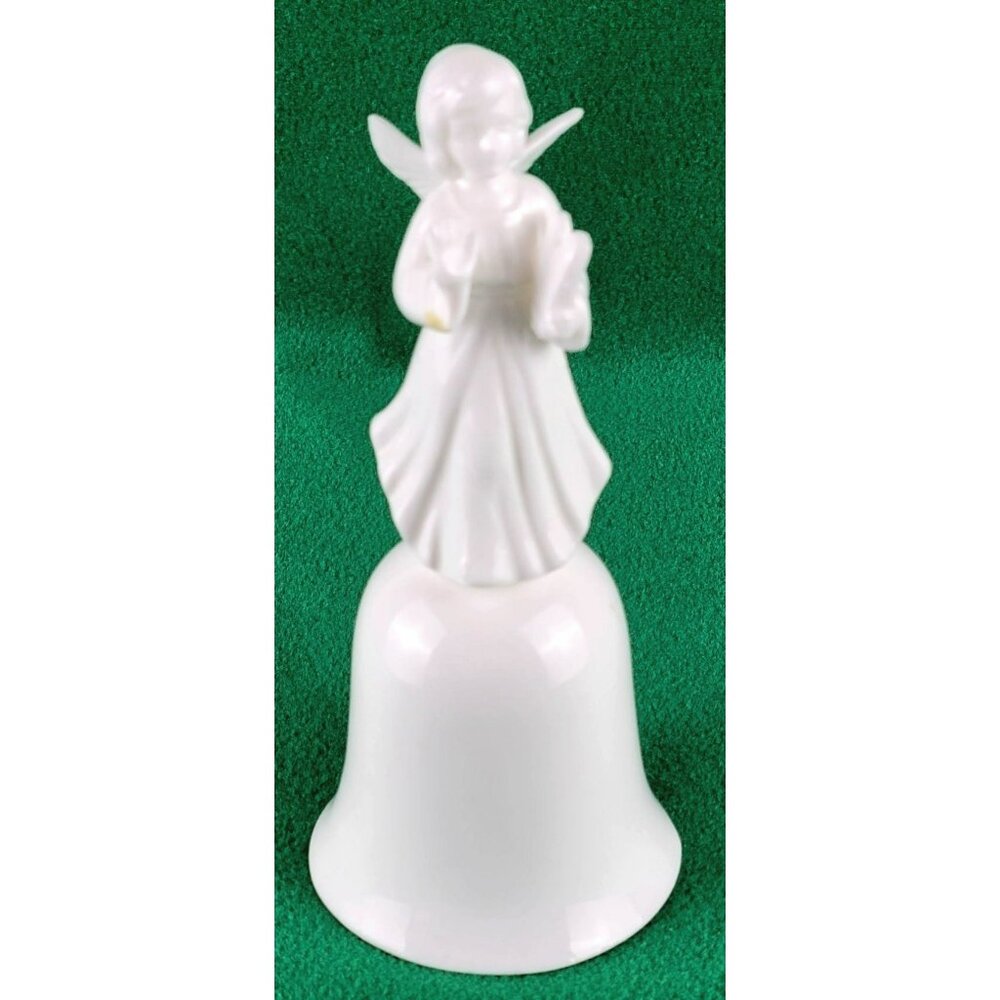 Angel Bell Christmas Holiday Decoration White Porcelain Handbell JH1396